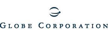The logo for Globe Corporation features a stylized globe icon above the company name in uppercase letters, reflecting a strong sense of global connection and home.