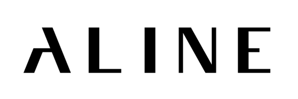About: The word "ALINE" in black, uppercase letters with a stylized "A" is displayed on a plain white background.